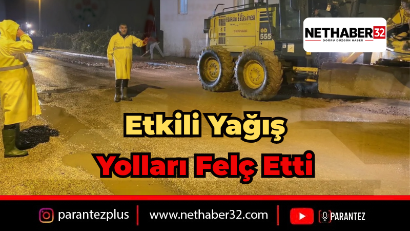 Eğirdir'de Şiddetli Yağış Sonrası Yollarda Onarım Çalışması